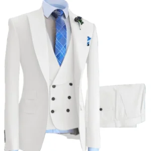White Men Suits Set Groomsmen Groom Wear Tuxedos Costume Homme Mariage Wedding Business Suits For Men 3PCS(Blazer+Vest+Pants) - Image 1
