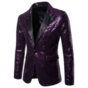 Elegant Sequin Suits for Men Single Blazer Peak Lapel for Wedding Performance Stage Costume Party Tuxedo Suits for Men - Image 6