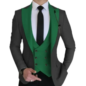 Formal Men's Suit 3 Pieces Blazer Vest and Pants Set Slim Fit Tuxedo Peaked Lapel Wedding Dresses Prom Evening Dress Business - Image 3