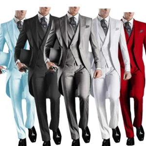 Formal Men's Suits Peak Lapel Tail Coat Elegant Regular Fit 3 Piece Blazer Vest Pants Set Prom Tuxedos Wedding Business - Image 1