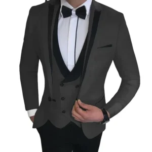 Luxury Suits for Men Formal Peak Lapel Tuxedo Set 3 Pieces Blazer Vest and Pants Set for Business Wedding Evening Party - Image 6