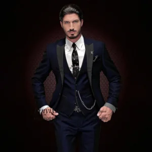 Classic Black Slim Fit Mens Suits Peaked Lapel Wedding Groom Tuxedo 3 Piece Jacket Vest Pants Set Male Business Masculino Blazer - Image 2