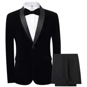 Classic Velvet Men Slim Fit Formal Suit Shawl Lapel Tuxedo Set 2-Piece Set Blazer and Pants Business Evening Party High Quality - Image 4