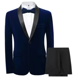 Classic Velvet Men Slim Fit Formal Suit Shawl Lapel Tuxedo Set 2-Piece Set Blazer and Pants Business Evening Party High Quality - Image 2