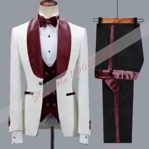 Latest Design Luxury Men Suit Slim fit Groomsmen Groom Wedding Dress Tuxedos Costume Homme Men Clothing 3PCS(Blazer+Pants+Vest) - Image 6