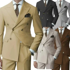 Formal Regular Tuxedo Suits for Men 2 Pieces Blazer and Pants Set Peak Lapel Double Breasted Wedding Dresses Business Groomsmen - Image 1