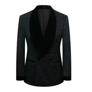 Stylish Suits for Men Shiny Yarn Coat Single Blazer or 2 Pieces Blazer and Pants Set Shawl Lapel Stage Costume Banquet Ceremony - Image 2