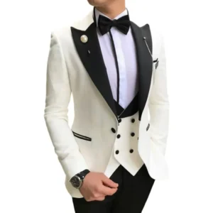 Slim Fit Suit for Men 3 Pieces Blazer Vest and Pants Classic Peak Lapel Tuxedo Wedding Formal Prom Business Suit - Image 3