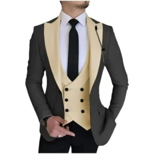 Formal Men's Suits 3 Pieces Blazer Vest and Pants Set Peak Lapel High Quality Tuxedo Set for Wedding Business Customizable - Image 3