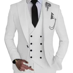Stylish Suit for Men 3 Pieces Blazer Vest and Pants Set Peak Lapel Tuxedo Set Business Evening Party Groomsmen Prom Outfit - Image 2