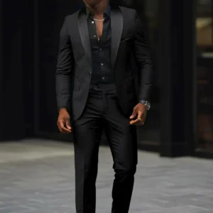 High Quality Suits for Men 2 Pieces Blazer and Pants Set Shawl Lapel Suit Jackets for Wedding Business Men's Suits - Image 2