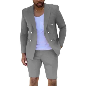 Casual Slim Fit Men's Suit 2 Pieces Blazer and Short Pants Set for Men Casual Summer Beach Wedding Dresses High Quality Tuxedo - Image 5