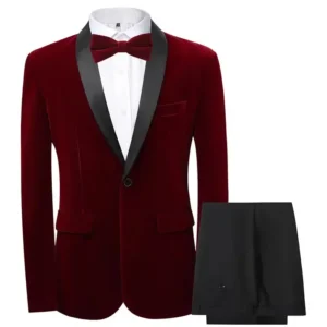 Classic Velvet Men Slim Fit Formal Suit Shawl Lapel Tuxedo Set 2-Piece Set Blazer and Pants Business Evening Party High Quality - Image 3