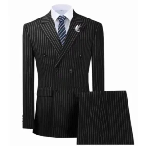 High Quality Slim Men's Striped Suit 2 Piece Blazer Pants Sets Slim Fit Tuxedo Set Casual Formal Suit Business Wedding Dresses - Image 2