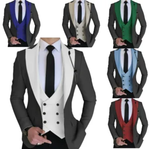 Formal Men's Suit 3 Pieces Blazer Vest and Pants Set Slim Fit Tuxedo Peaked Lapel Wedding Dresses Prom Evening Dress Business - Image 1