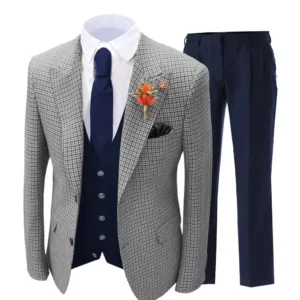 Plaid Suit Tuxedo Suits for Men 3 Pieces Blazer Vest and Pants Set Peak Lapel Luxury Men's Suit for Wedding Ceremony Prom - Image 5