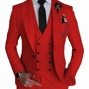 Stylish Suit for Men 3 Pieces Blazer Vest and Pants Set Peak Lapel Tuxedo Set Business Evening Party Groomsmen Prom Outfit - Image 6