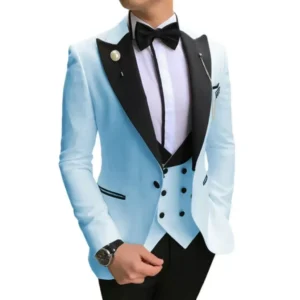 Slim Fit Suit for Men 3 Pieces Blazer Vest and Pants Classic Peak Lapel Tuxedo Wedding Formal Prom Business Suit - Image 2