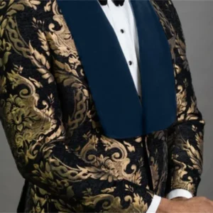 Stylish Slim Fit Mens Suits Floral Jacquard Shawl Lapel 2 Pieces Blazer and Pant Set Tuxedo Set Prom Wedding Dress Business - Image 3