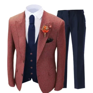 Plaid Suit Tuxedo Suits for Men 3 Pieces Blazer Vest and Pants Set Peak Lapel Luxury Men's Suit for Wedding Ceremony Prom - Image 4