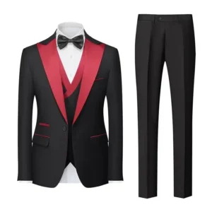 Formal Slim Fit Suits for Men Luxury Tuxedo 3 Pieces Blazer Vest and Pant Set Peak Lapel for Wedding Business Dress Suit for Men - Image 6