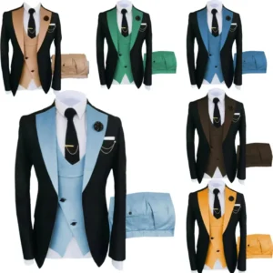 Suit for Men Blazer Vest and Pants 3 Pieces Wedding Dresses Formal Tuxedo Suits for Men Elegant Men Suit Evening Parties Prom - Image 1