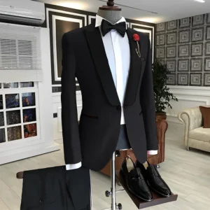 Classic Men's Wedding Tuxedo 2 Piece Set Black Jacket Pants Elegant Men's Suit Costume Homme Mariage Terno Masculino Completo - Image 1