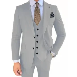 2024 New Luxury Suits for Men 3 Pieces Blazer Vest and Pants Set Formal Peak Lapel Tuxedo Set for Business Prom Banquet - Image 6
