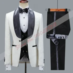 Latest Design Luxury Men Suit Slim fit Groomsmen Groom Wedding Dress Tuxedos Costume Homme Men Clothing 3PCS(Blazer+Pants+Vest) - Image 5