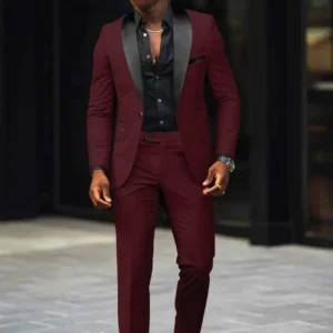 High Quality Suits for Men 2 Pieces Blazer and Pants Set Shawl Lapel Suit Jackets for Wedding Business Men's Suits - Image 6