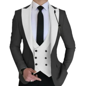 Formal Men's Suit 3 Pieces Blazer Vest and Pants Set Slim Fit Tuxedo Peaked Lapel Wedding Dresses Prom Evening Dress Business - Image 4