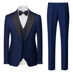 Formal Slim Fit Suits for Men Luxury Tuxedo 3 Pieces Blazer Vest and Pant Set Peak Lapel for Wedding Business Dress Suit for Men - Image 3