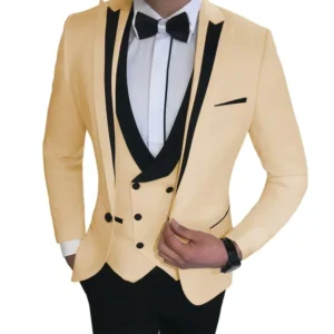 Luxury Suits for Men Formal Peak Lapel Tuxedo Set 3 Pieces Blazer Vest and Pants Set for Business Wedding Evening Party - Image 5