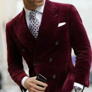 Men's Velvet Suits 1 Piece Blazer Peak Lapel Slim Fit Suits Formal Wedding Dresses Prom Dinner Party Business Tuxedo Set - Image 4