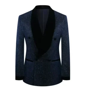 Stylish Suits for Men Shiny Yarn Coat Single Blazer or 2 Pieces Blazer and Pants Set Shawl Lapel Stage Costume Banquet Ceremony - Image 4