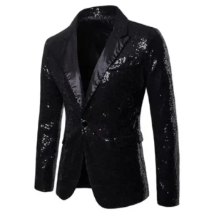 Elegant Sequin Suits for Men Single Blazer Peak Lapel for Wedding Performance Stage Costume Party Tuxedo Suits for Men - Image 4