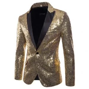 Elegant Sequin Suits for Men Single Blazer Peak Lapel for Wedding Performance Stage Costume Party Tuxedo Suits for Men - Image 5