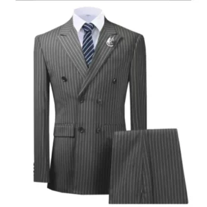 High Quality Slim Men's Striped Suit 2 Piece Blazer Pants Sets Slim Fit Tuxedo Set Casual Formal Suit Business Wedding Dresses - Image 3