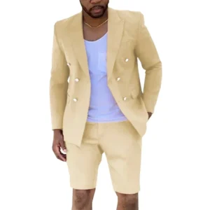 Casual Slim Fit Men's Suit 2 Pieces Blazer and Short Pants Set for Men Casual Summer Beach Wedding Dresses High Quality Tuxedo - Image 2