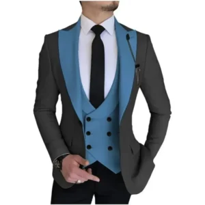 Formal Men's Suits 3 Pieces Blazer Vest and Pants Set Peak Lapel High Quality Tuxedo Set for Wedding Business Customizable - Image 4