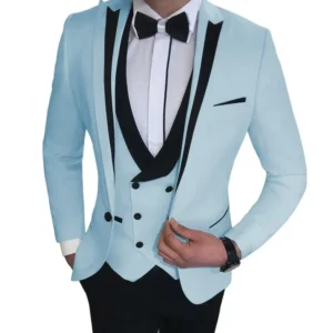 Luxury Suits for Men Formal Peak Lapel Tuxedo Set 3 Pieces Blazer Vest and Pants Set for Business Wedding Evening Party - Image 4