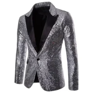 Elegant Sequin Suits for Men Single Blazer Peak Lapel for Wedding Performance Stage Costume Party Tuxedo Suits for Men - Image 3