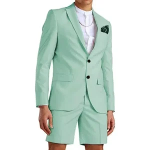 Slim Fit Suits for Men 2 Pieces Blazer and Shorts Pant Set Notched Lapel Tuxedo Fashion Suit Summer Wedding Sports Suit Set - Image 4