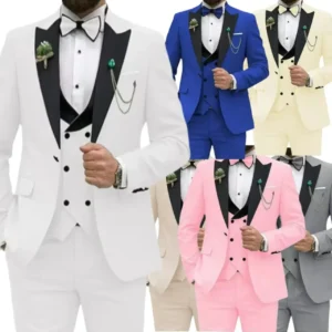 Men's Suits 3 Pieces Blazer Vest and Pants Set Peak Lapel Luxury Tuxedo Suits for Men for Wedding Formal Dresses Business - Image 1
