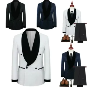 Stylish Suits for Men Shiny Yarn Coat Single Blazer or 2 Pieces Blazer and Pants Set Shawl Lapel Stage Costume Banquet Ceremony - Image 1