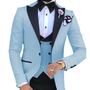 High Quality Men's Suits 3 Pieces Blazer Vest and Pants Set Peak Lapel Luxury Men's Suit for Wedding Business Tuxedo - Image 4