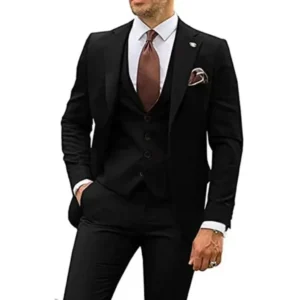 Formal Tuxedo Suits for Men Peak Lapel 3 Pieces Blazer Vest and Pants Set for Evening Party Business Wedding Dresses - Image 2