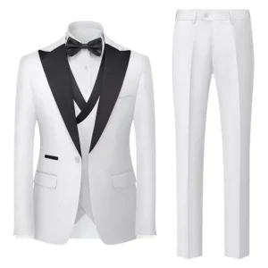 Formal Slim Fit Suits for Men Luxury Tuxedo 3 Pieces Blazer Vest and Pant Set Peak Lapel for Wedding Business Dress Suit for Men - Image 2