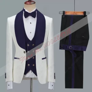 Latest Design Luxury Men Suit Slim fit Groomsmen Groom Wedding Dress Tuxedos Costume Homme Men Clothing 3PCS(Blazer+Pants+Vest) - Image 4