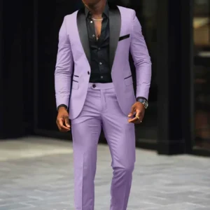 High Quality Suits for Men 2 Pieces Blazer and Pants Set Shawl Lapel Suit Jackets for Wedding Business Men's Suits - Image 3